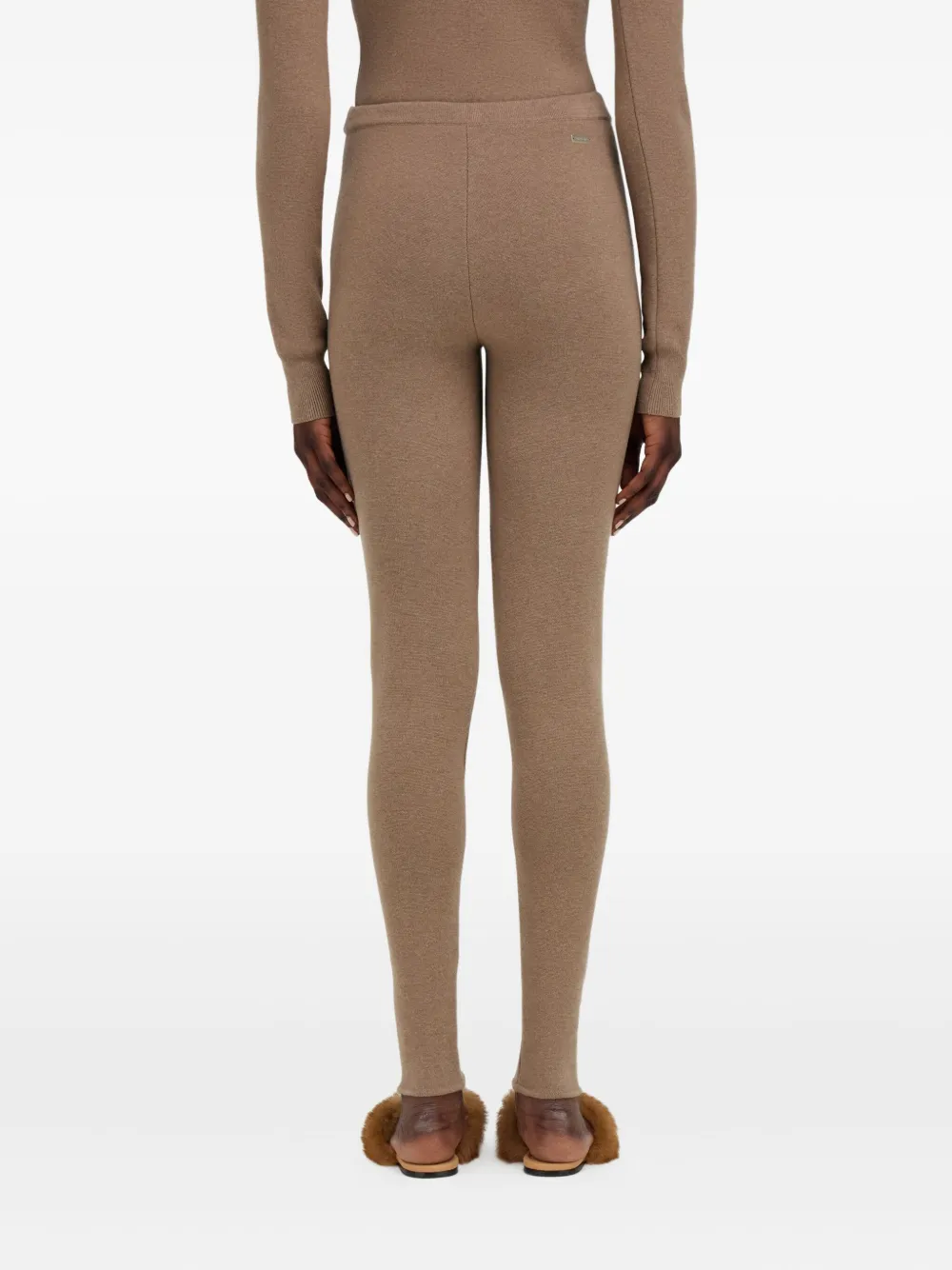 Ferragamo Legging met elastische tailleband van scheerwol Beige