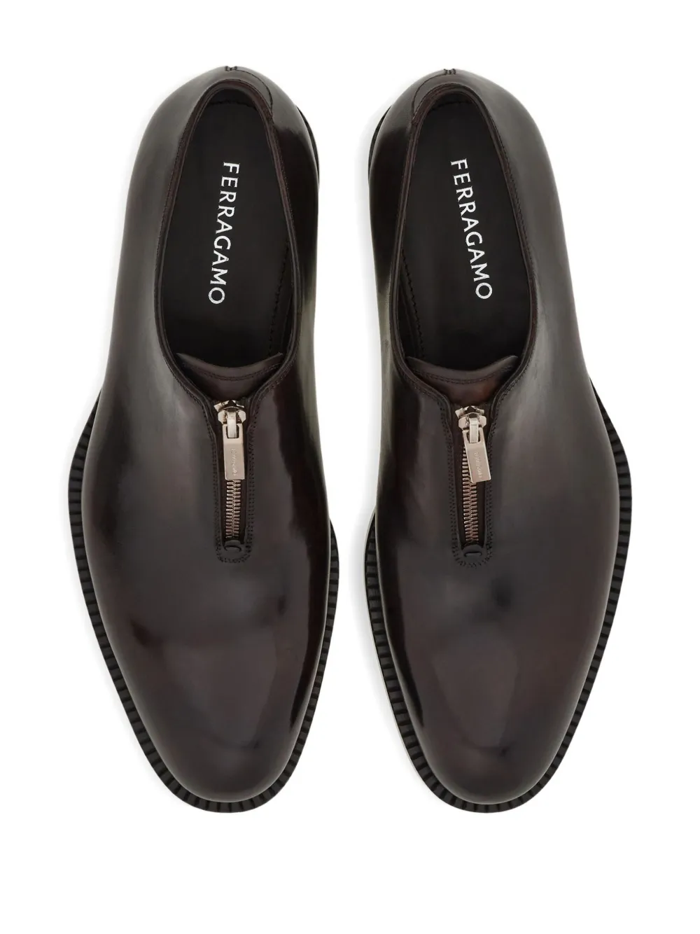 Ferragamo zip-closure derby shoes Brown