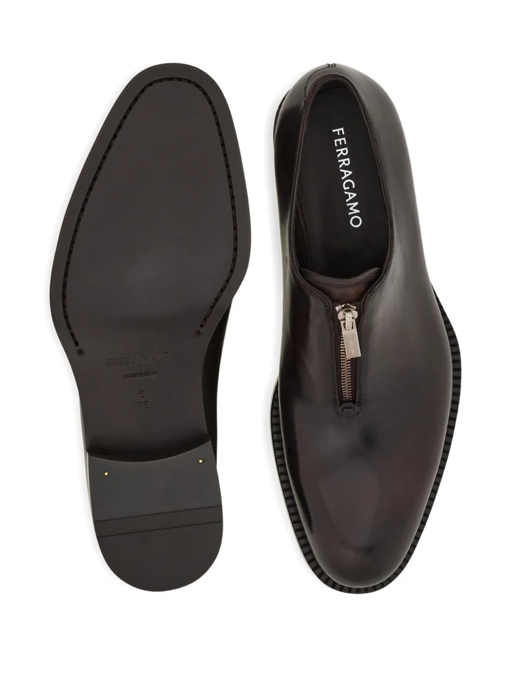 Ferragamo zip-closure derby shoes Brown