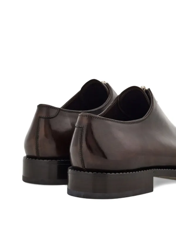 Ferragamo ダークブラウン レザーシューズ Ferragamo zip-closure Derby Shoes | Brown | FARFETCH