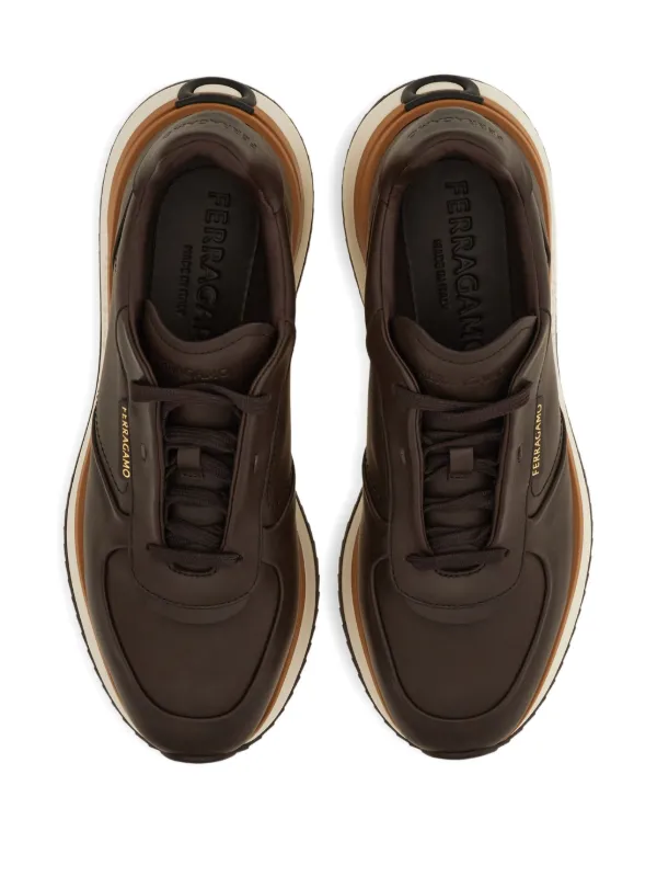 FERRAGAMO ブラウンレザー スニーカー Ferragamo レザースニーカー | ブラウン | FARFETCH JP
