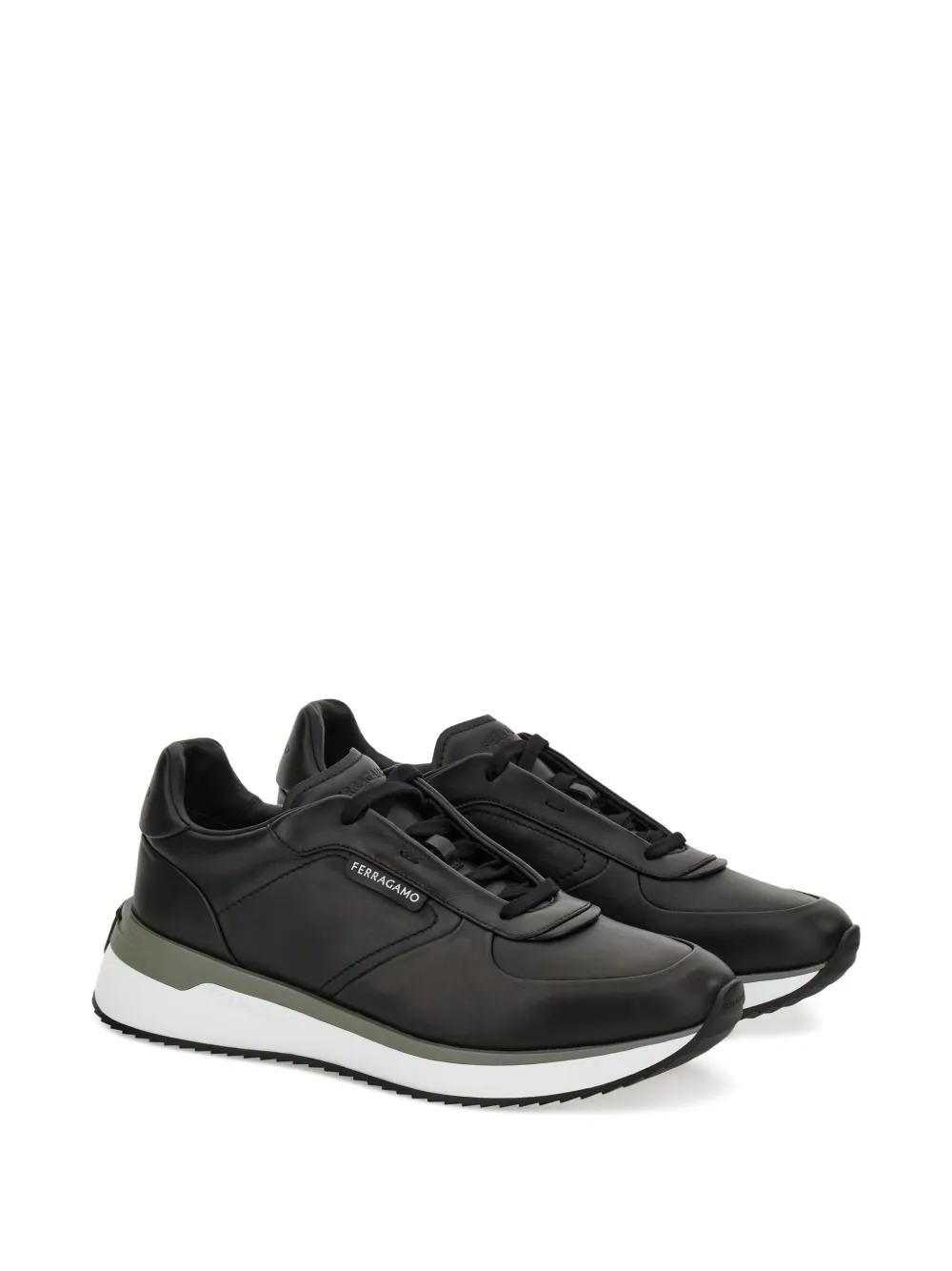 Ferragamo lace-up leather low-top sneakers Black