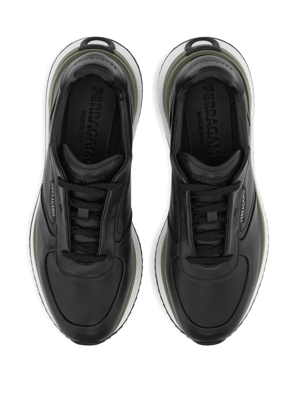 Ferragamo lace-up leather low-top sneakers Black