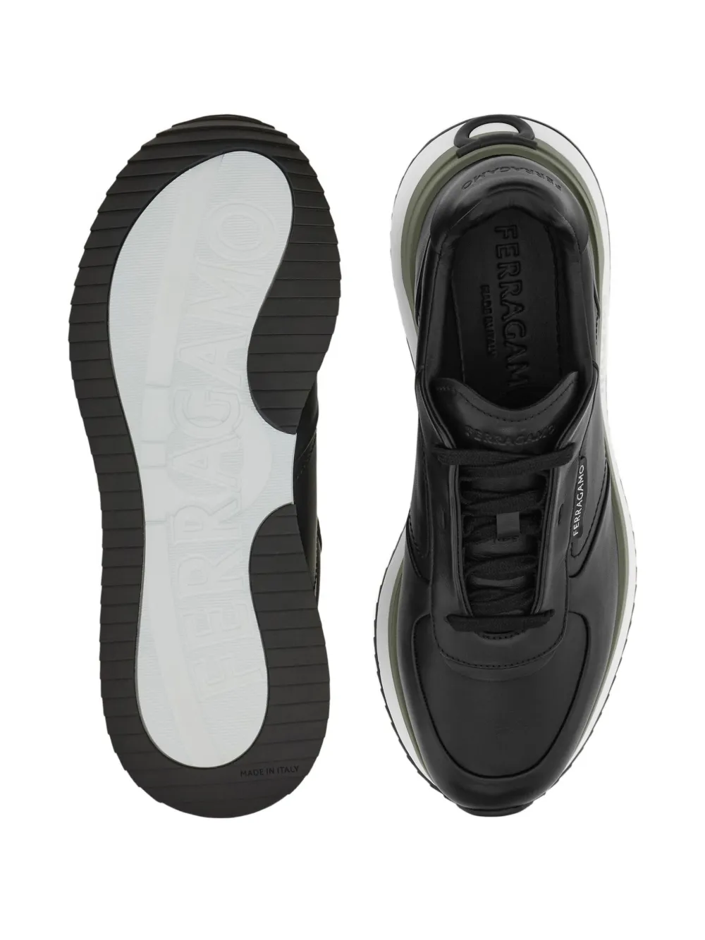 Ferragamo lace-up leather low-top sneakers Black