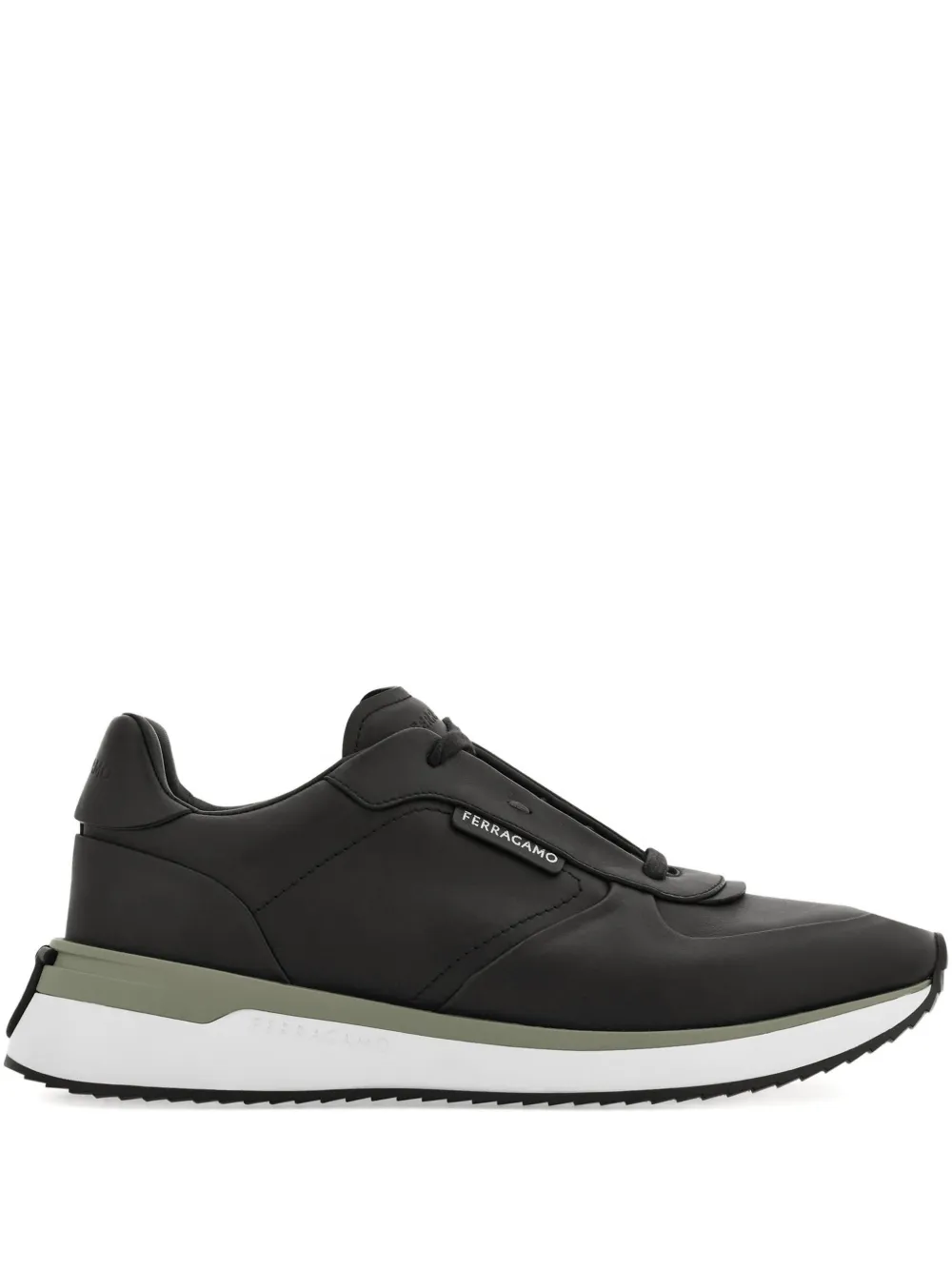 Ferragamo lace-up leather low-top sneakers Black