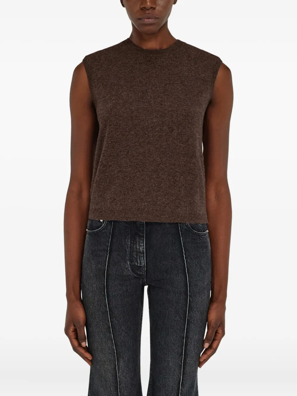 Ferragamo Mouwloze top Bruin