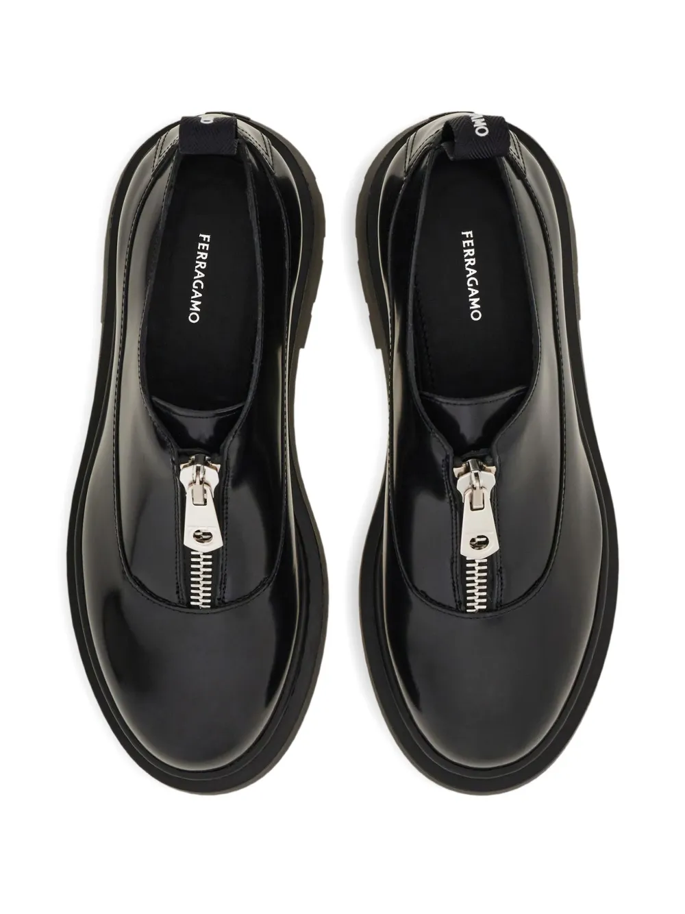 Ferragamo Derby schoenen met rits Black