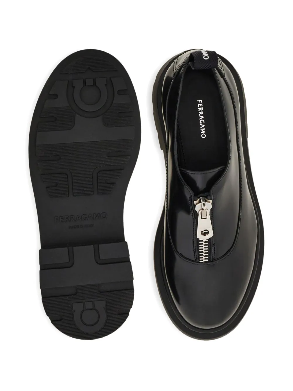 Ferragamo Derby schoenen met rits Black