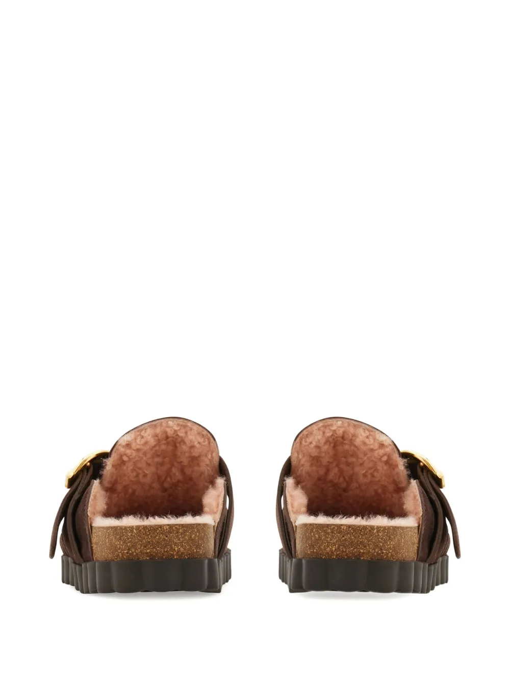 Ferragamo Gancini klompen zool met gesp Bruin