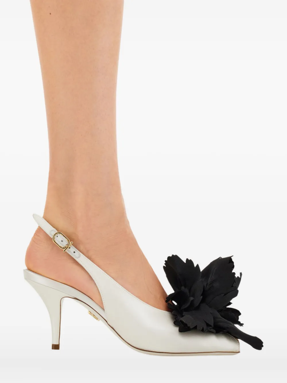 Ferragamo 70mm flower-embellished slingback pumps Neutrals