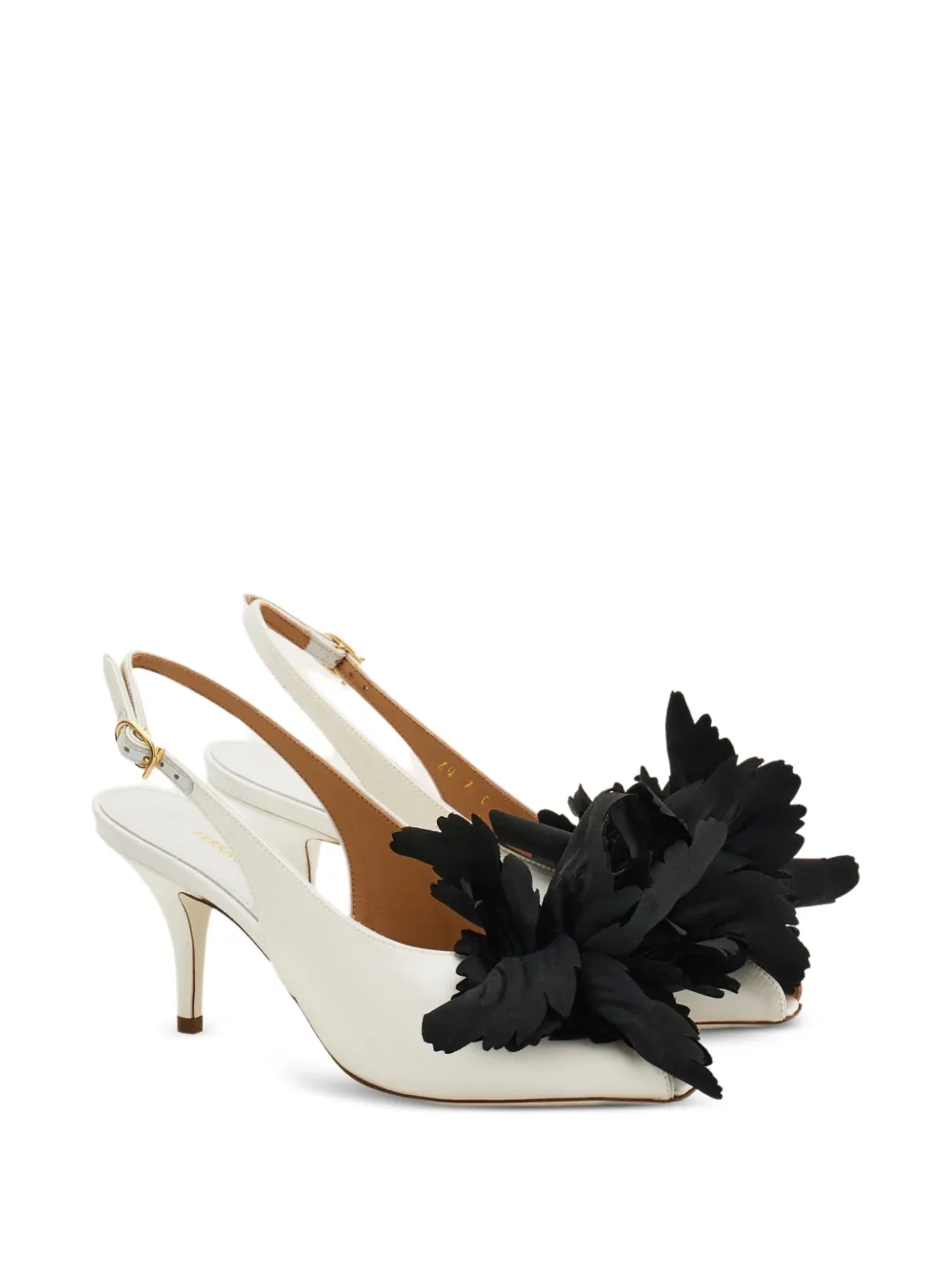 Ferragamo 70mm flower-embellished slingback pumps Neutrals