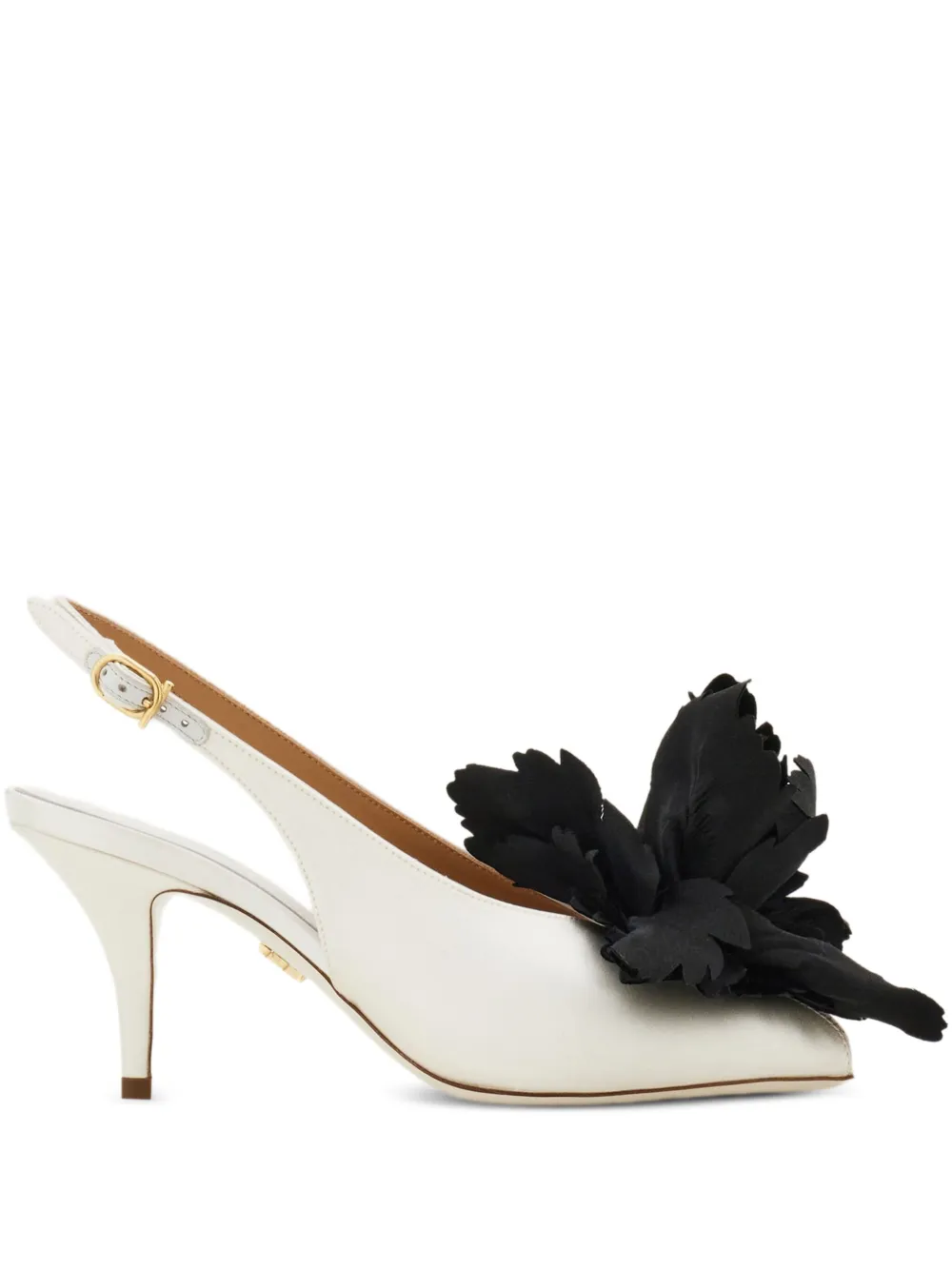 Ferragamo 70 mm slingback pumps verfraaid met bloemen Beige