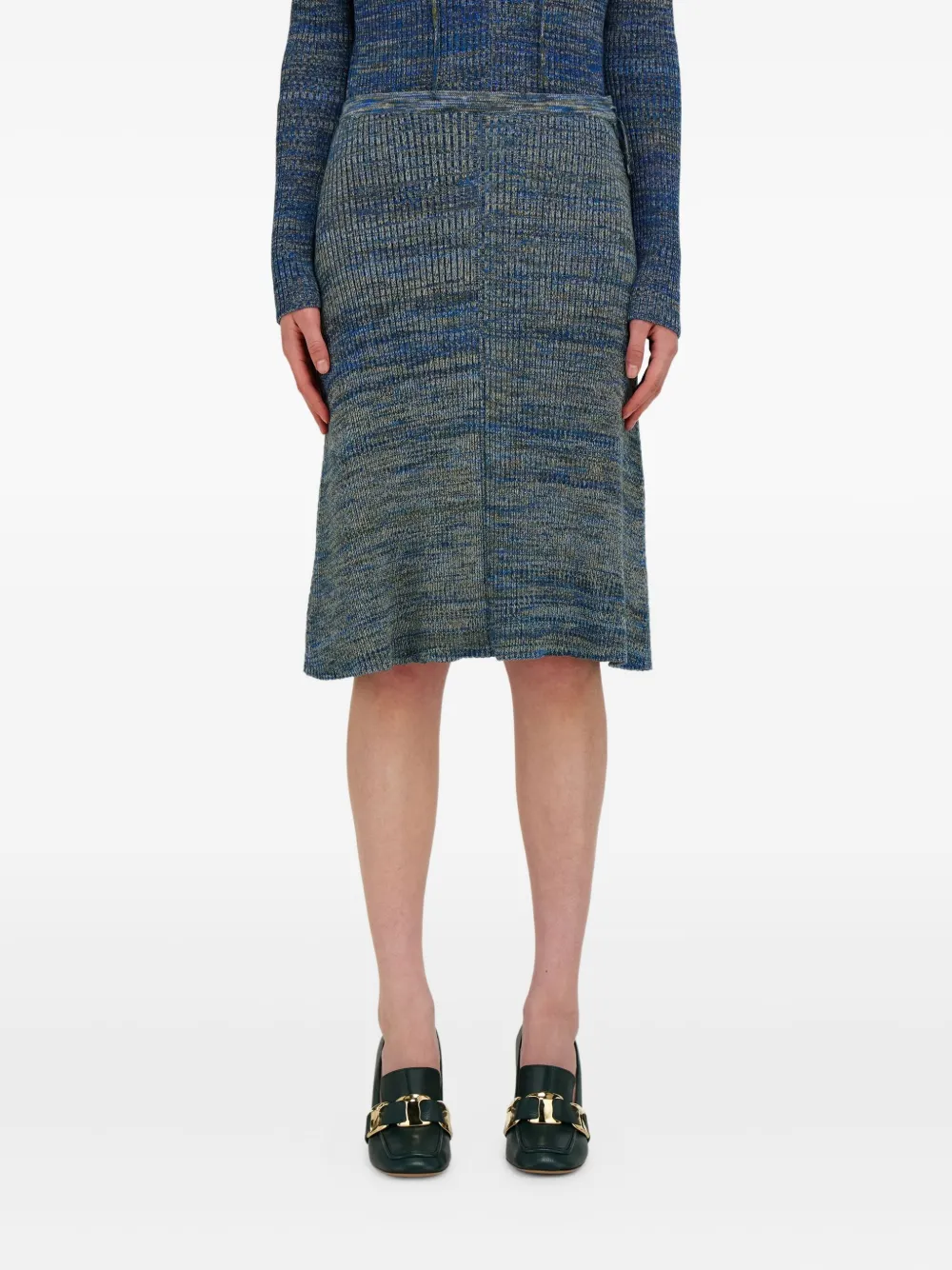 Ferragamo Gebreide rok met gestrikte zijkant Blauw
