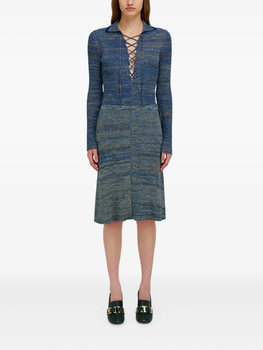 Ferragamo Gebreide rok met gestrikte zijkant - Blauw