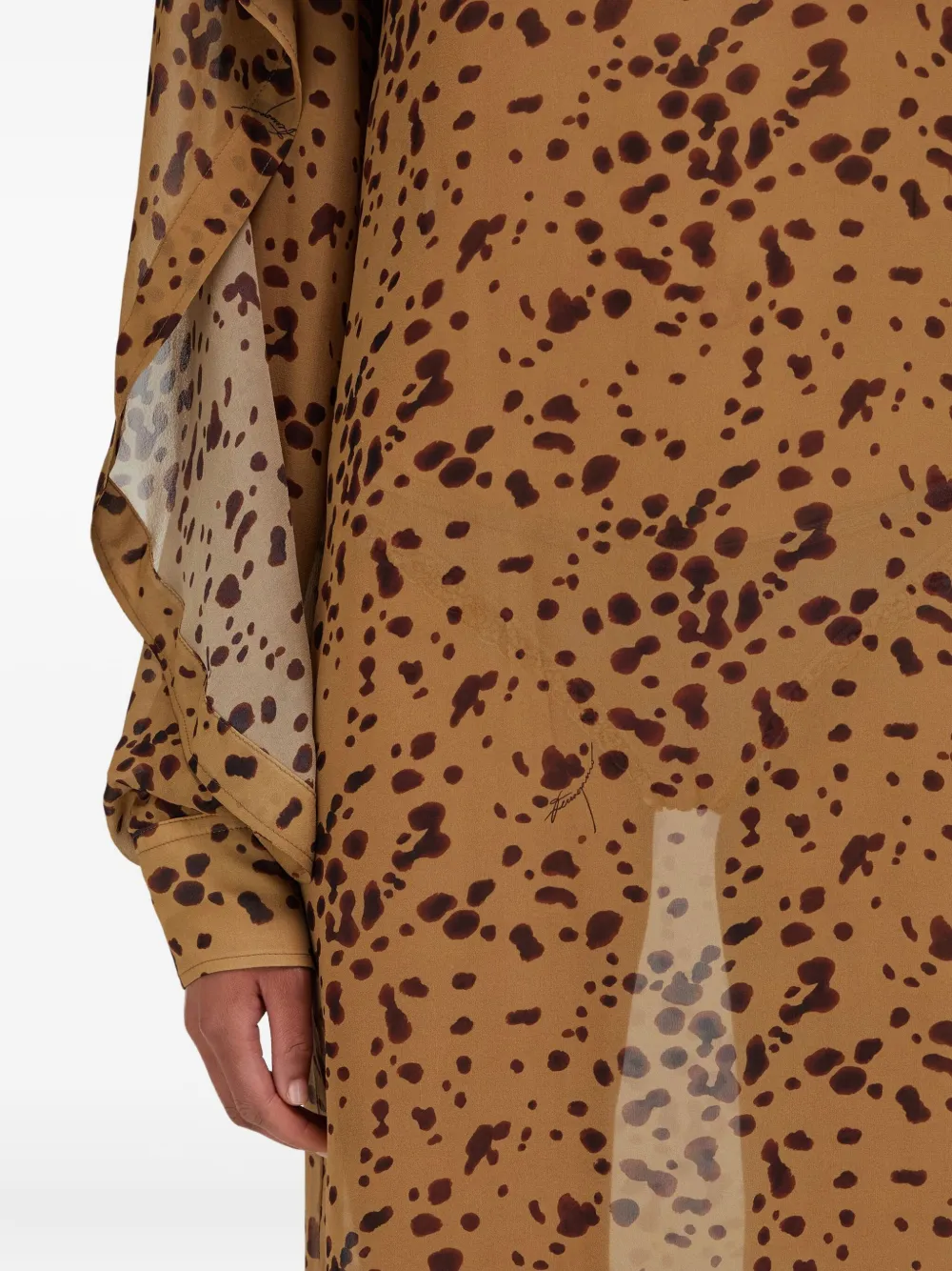 Ferragamo Orchid-print Cape Midi Dress In Brown