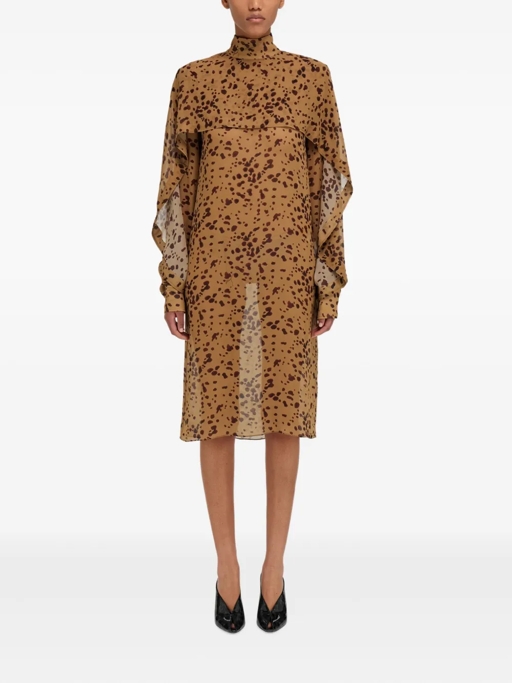 Ferragamo Midi-jurk met ruches - Bruin