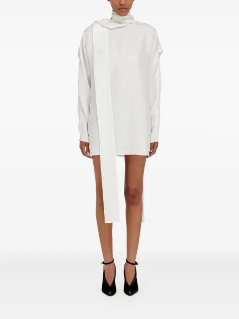 Ferragamo high-neck draped-back mini dress