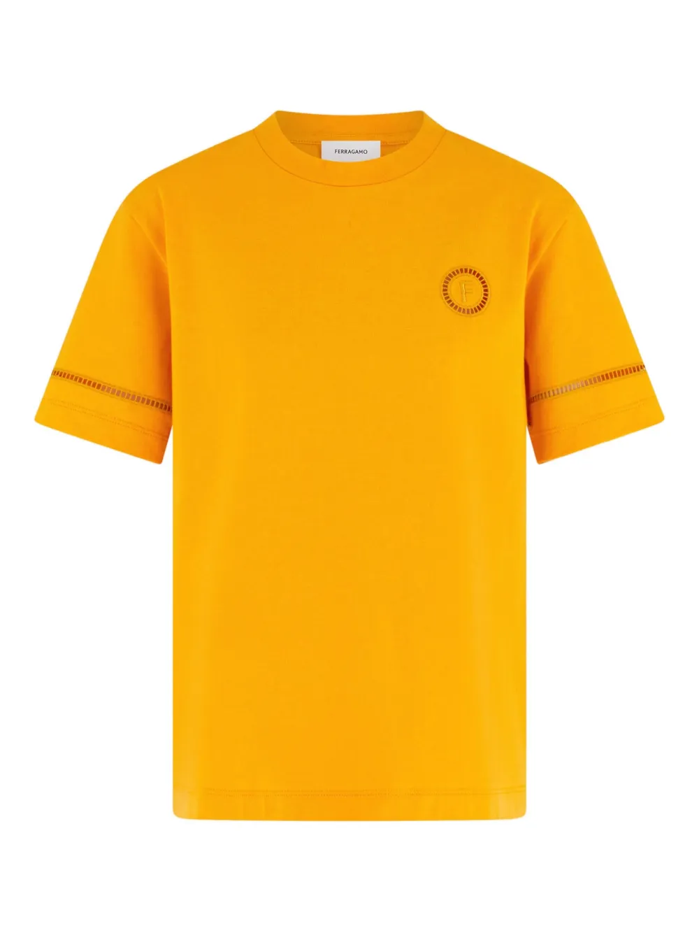 Ferragamo T-shirt met logo en ronde hals Geel