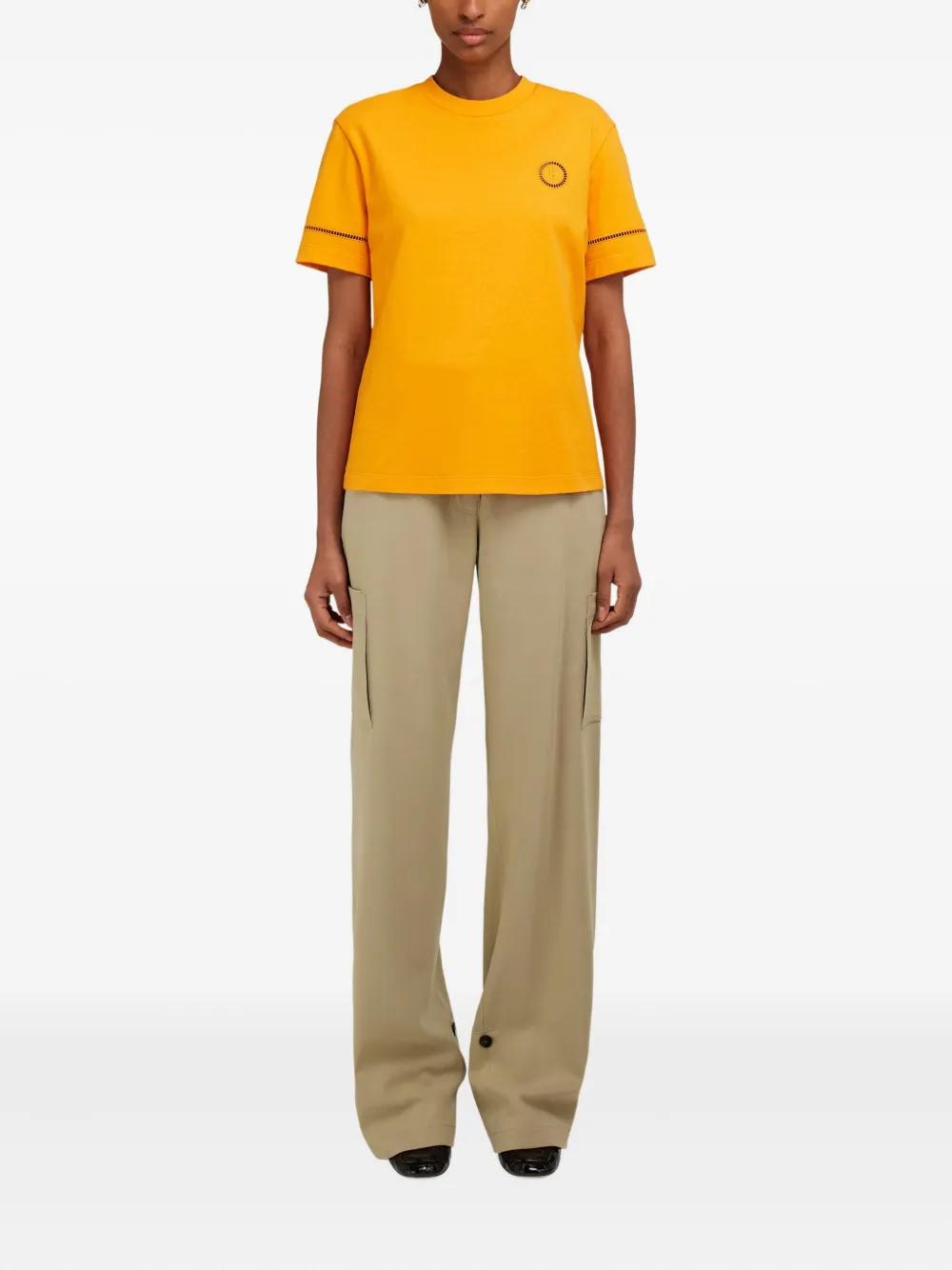 Ferragamo T-shirt met logo en ronde hals Geel