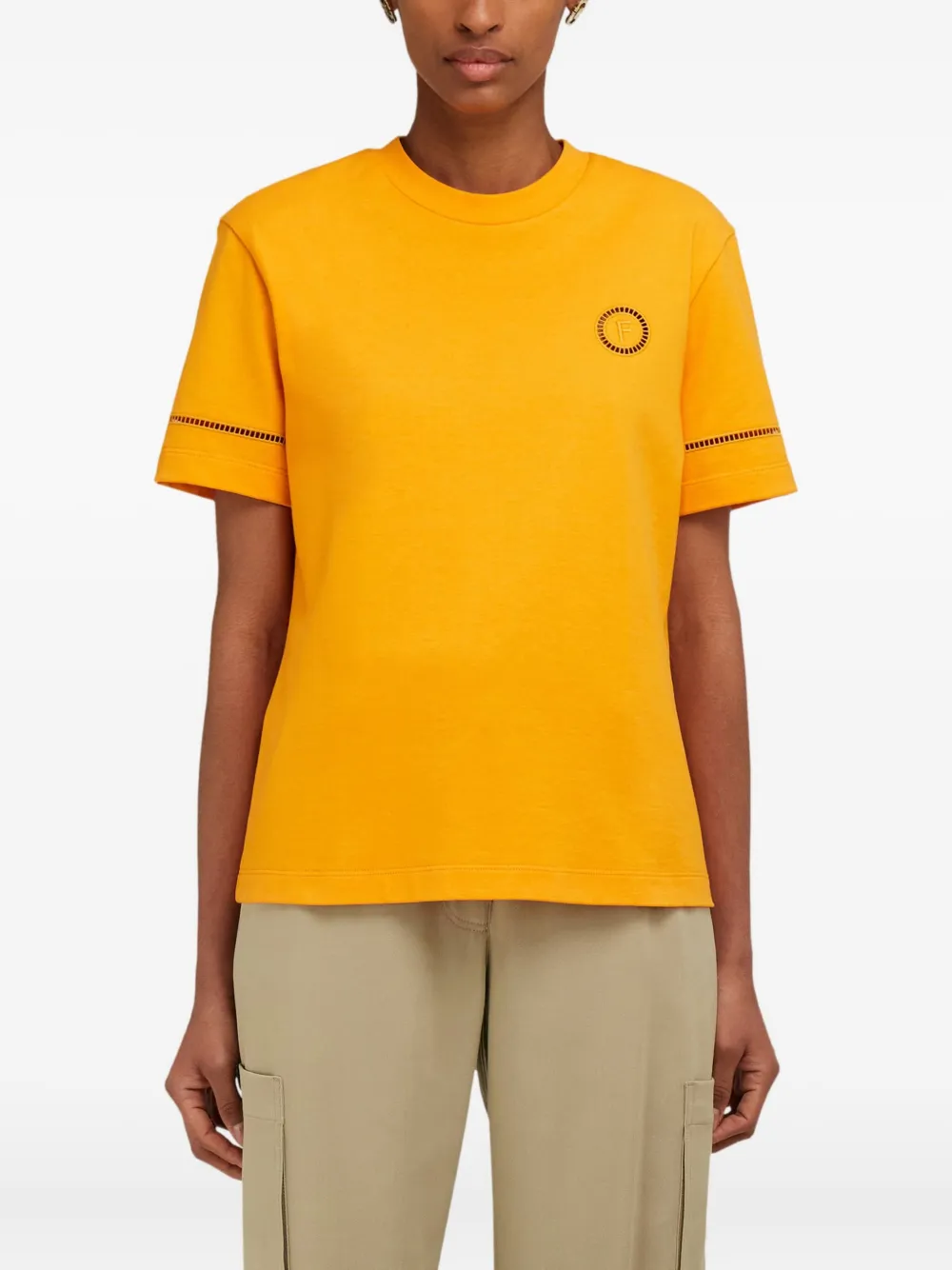 Ferragamo T-shirt met logo en ronde hals Geel