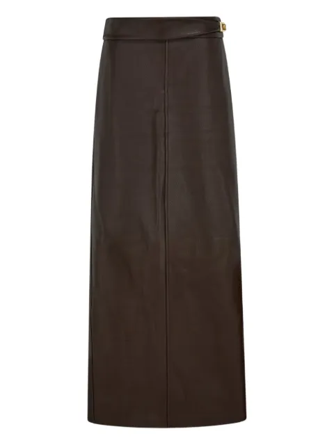 Ferragamo leather slit maxi skirt