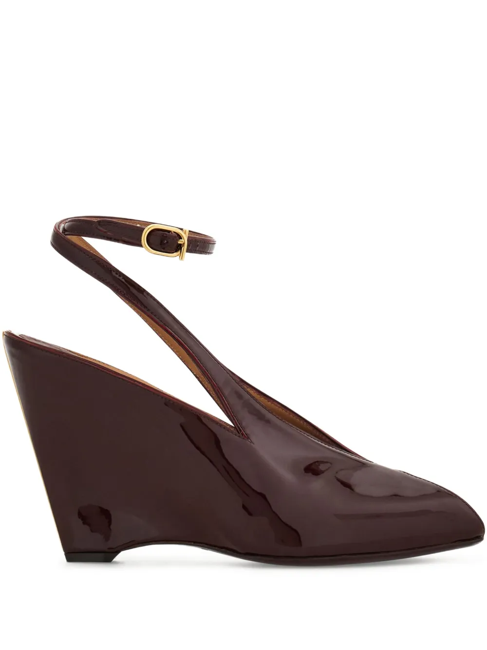 Ferragamo 90 mm pumps met open neus Paars