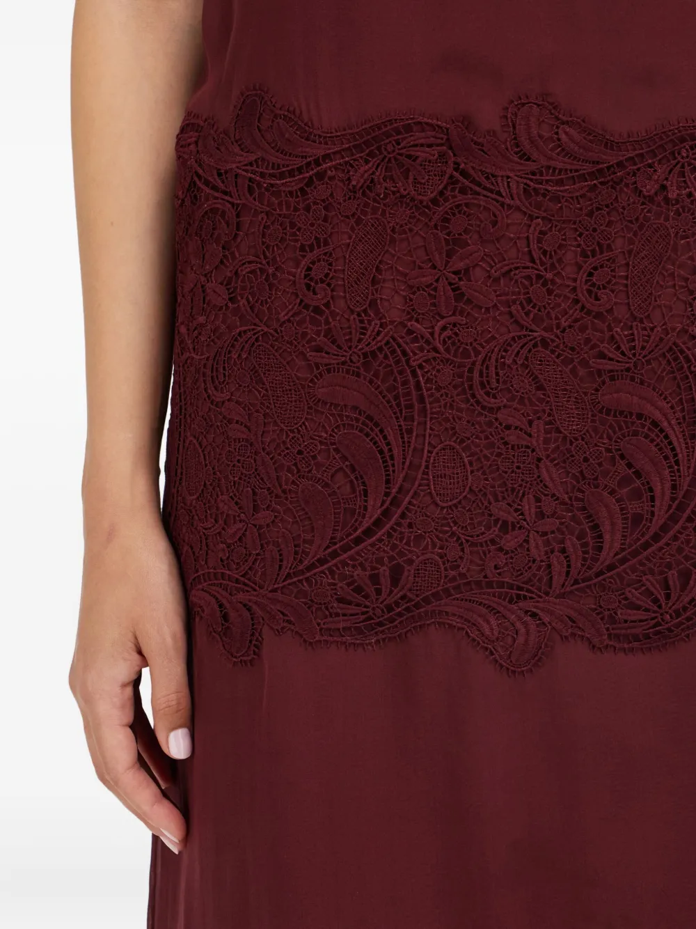Ferragamo Midi-jurk met col en kant Rood