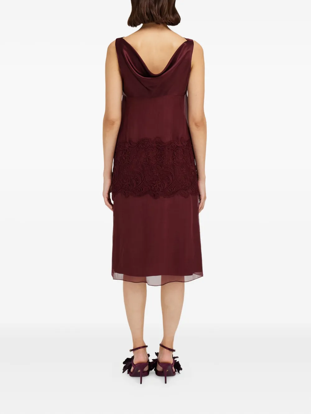 Ferragamo Midi-jurk met col en kant Rood