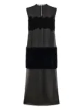 Ferragamo lace-shearling panel midi dress - Black