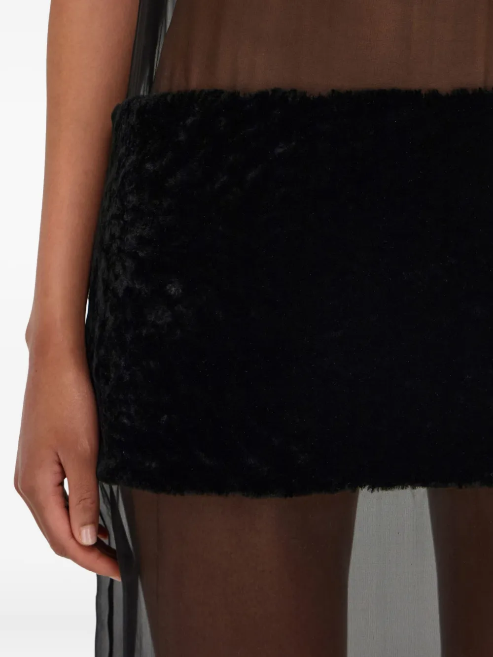 Ferragamo Midi-jurk met lammy vlak en kant Zwart