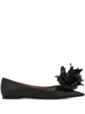 Ferragamo flower-embellished pointed ballet flats - Black