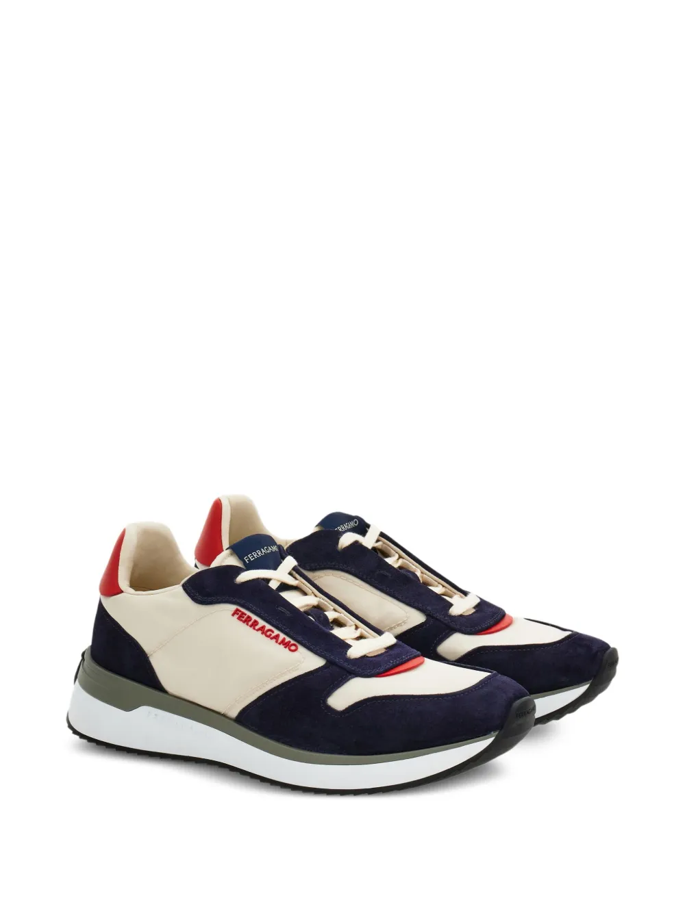 Ferragamo rubber-sole suede sneakers White