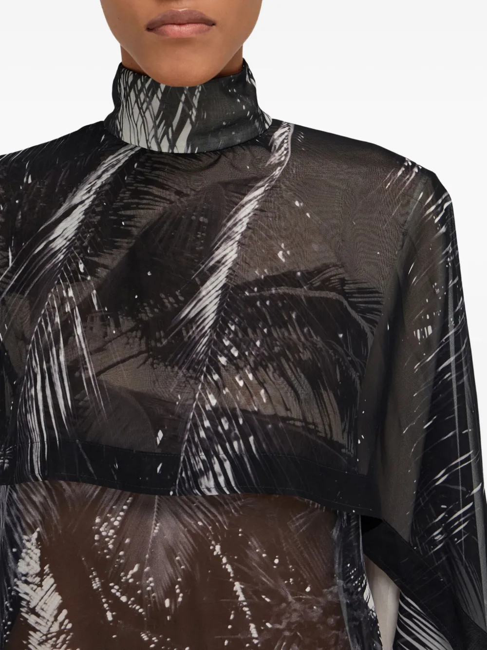 Ferragamo Georgette Shirt With Trinidad Print In Black