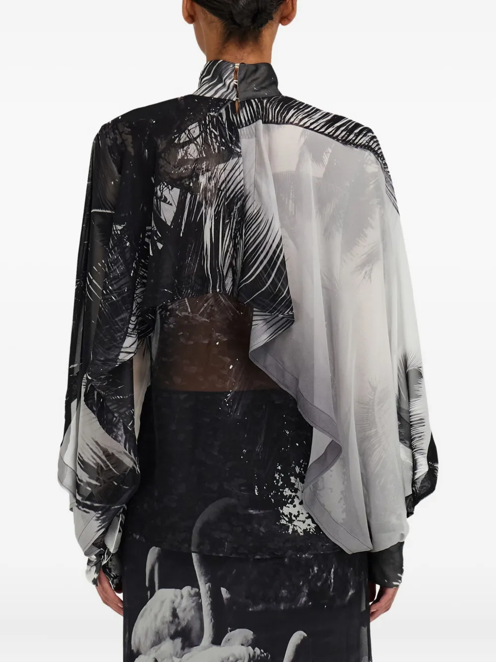 Ferragamo Georgette Shirt With Trinidad Print In Black