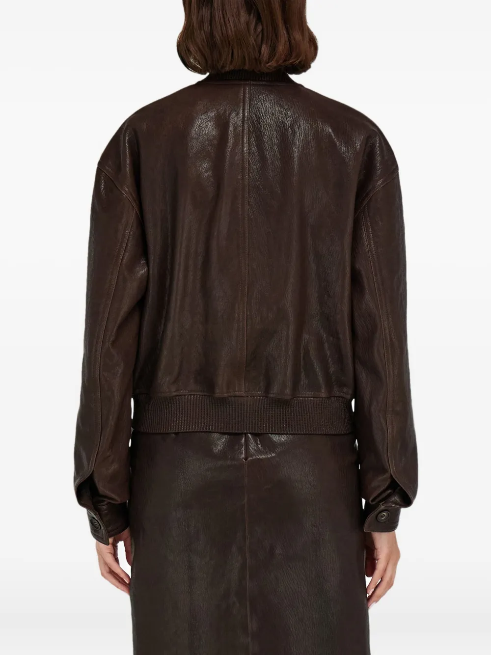 Ferragamo Ribbed-trim Patch-pocket Bomber Jacket In Brown
