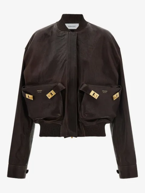 Ferragamo chamarra bomber con ribete de canalé