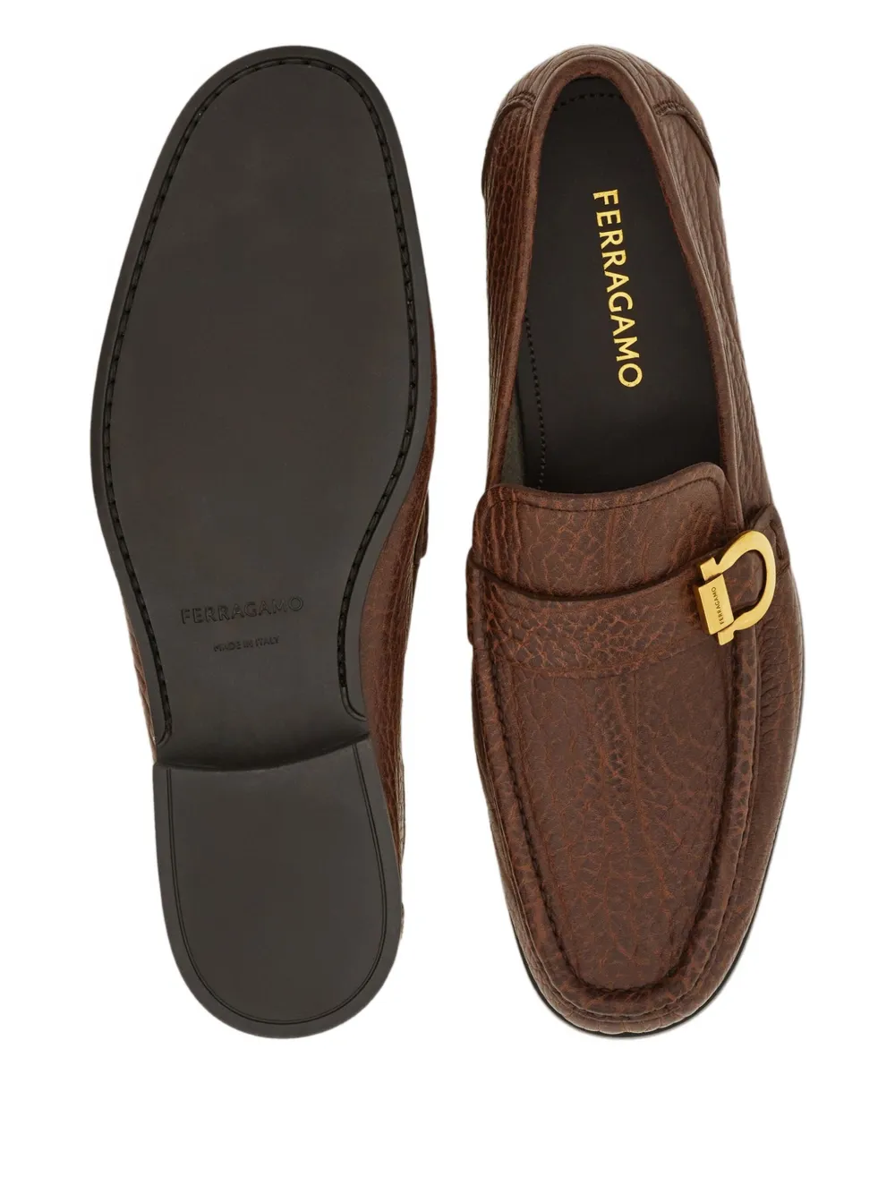 Ferragamo Gancini buckle loafers Brown