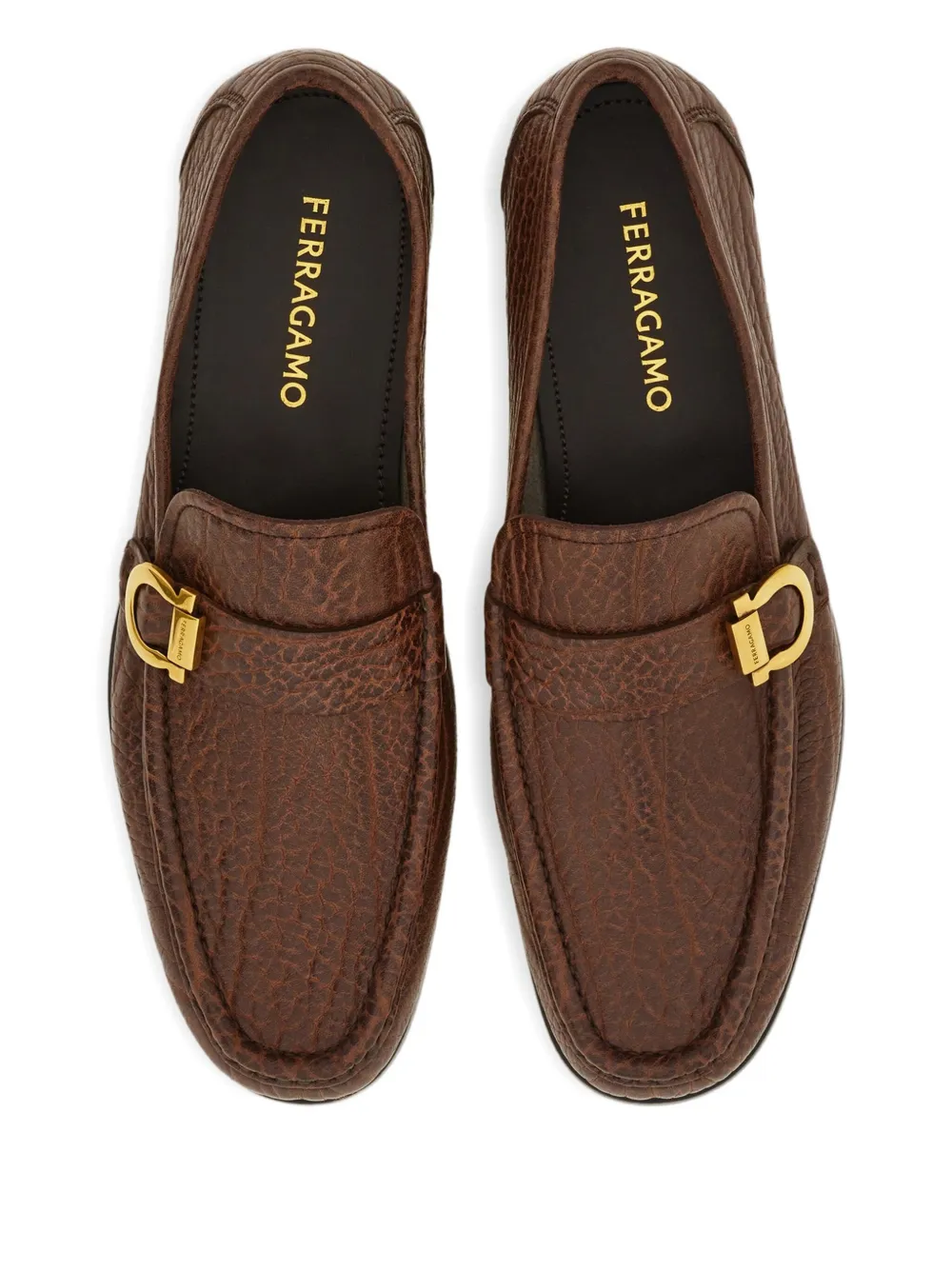 Ferragamo Gancini buckle loafers Brown