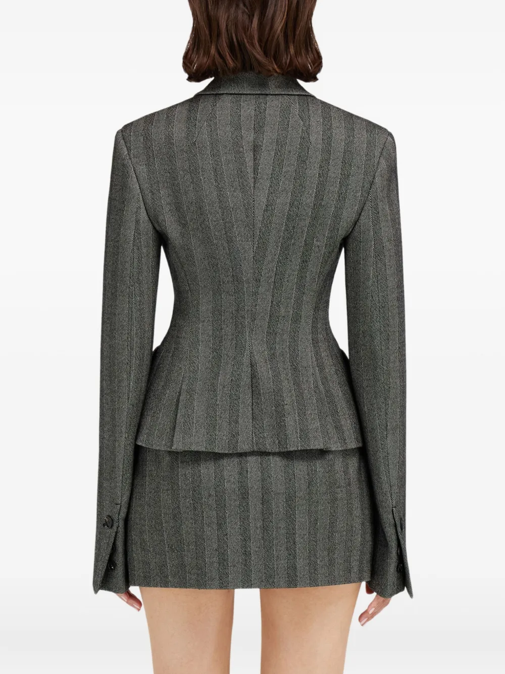Ferragamo Single Breasted Blazer In Chevron In Gray