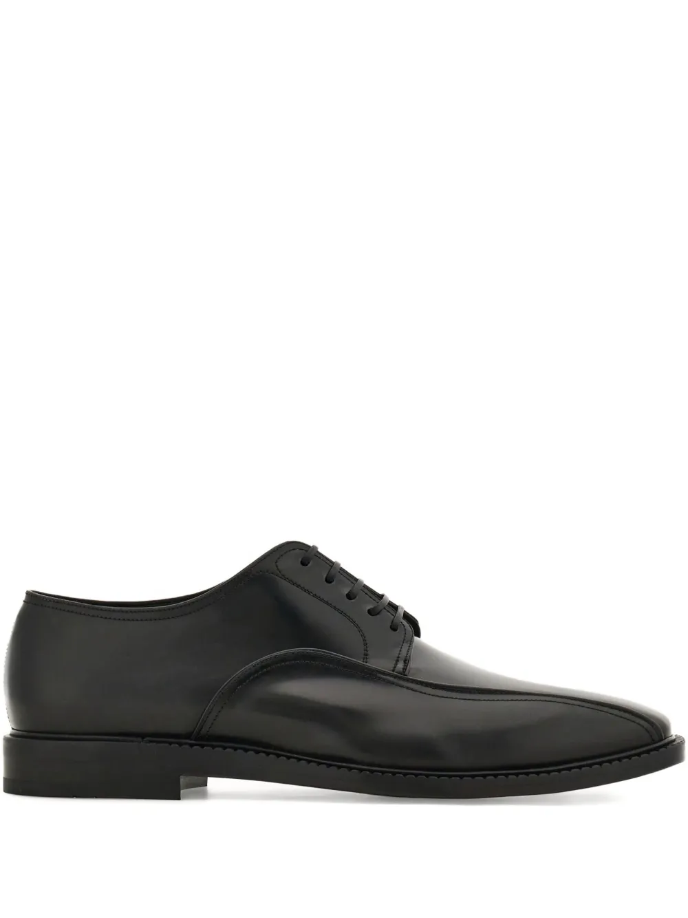 Ferragamo double-stitched leather derby shoes Black