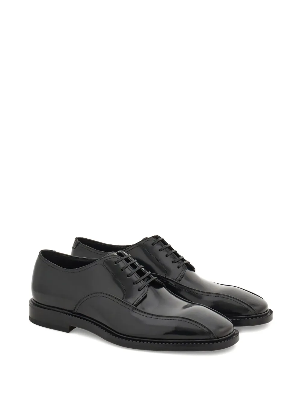 Ferragamo double-stitched leather derby shoes Black