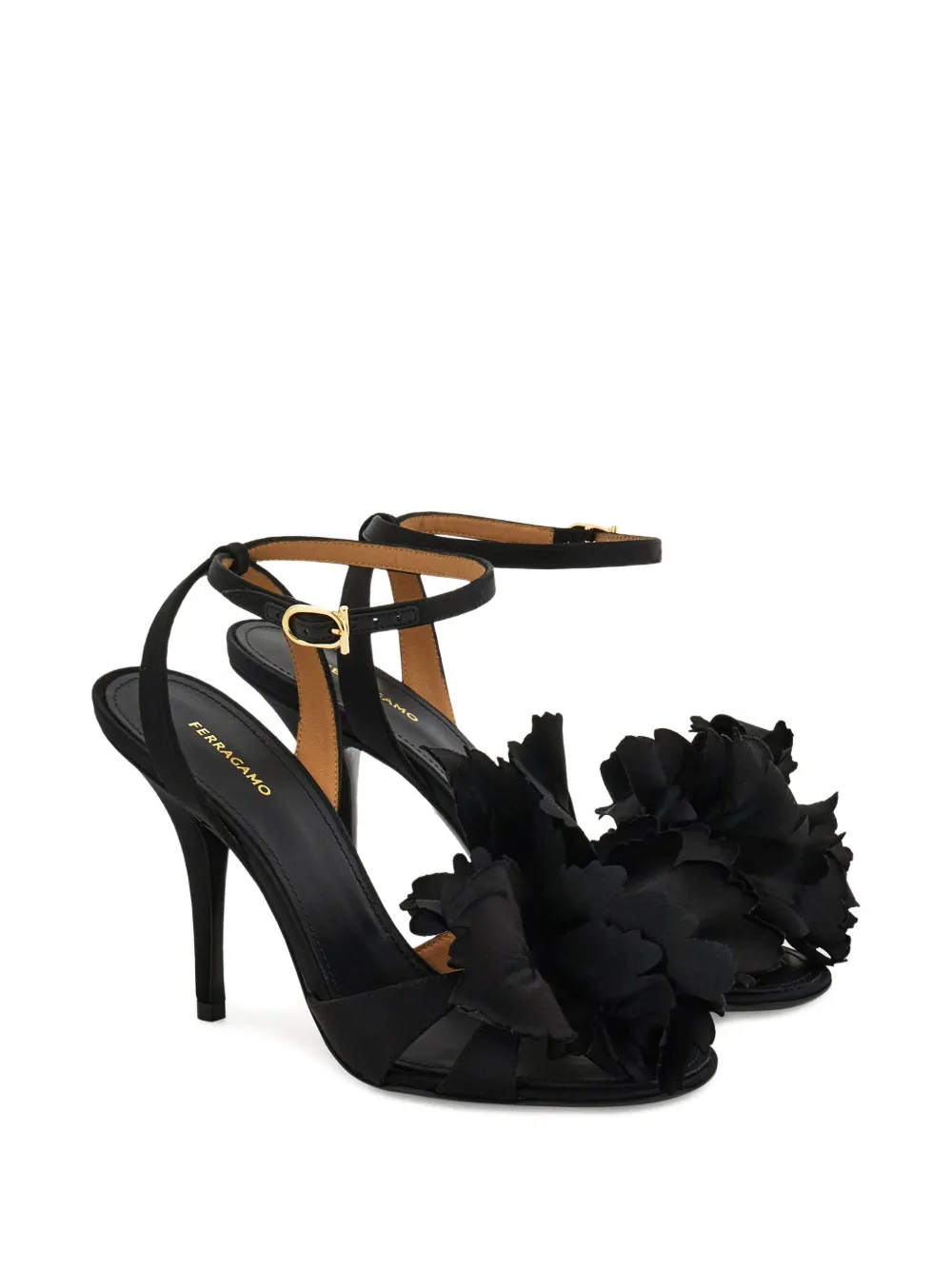 Ferragamo Sandalen met hak en verfraaid met bloem Zwart