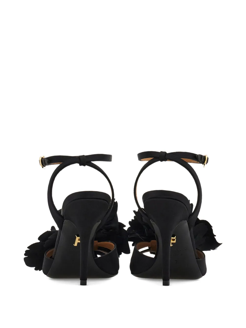 Ferragamo Sandalen met hak en verfraaid met bloem Zwart