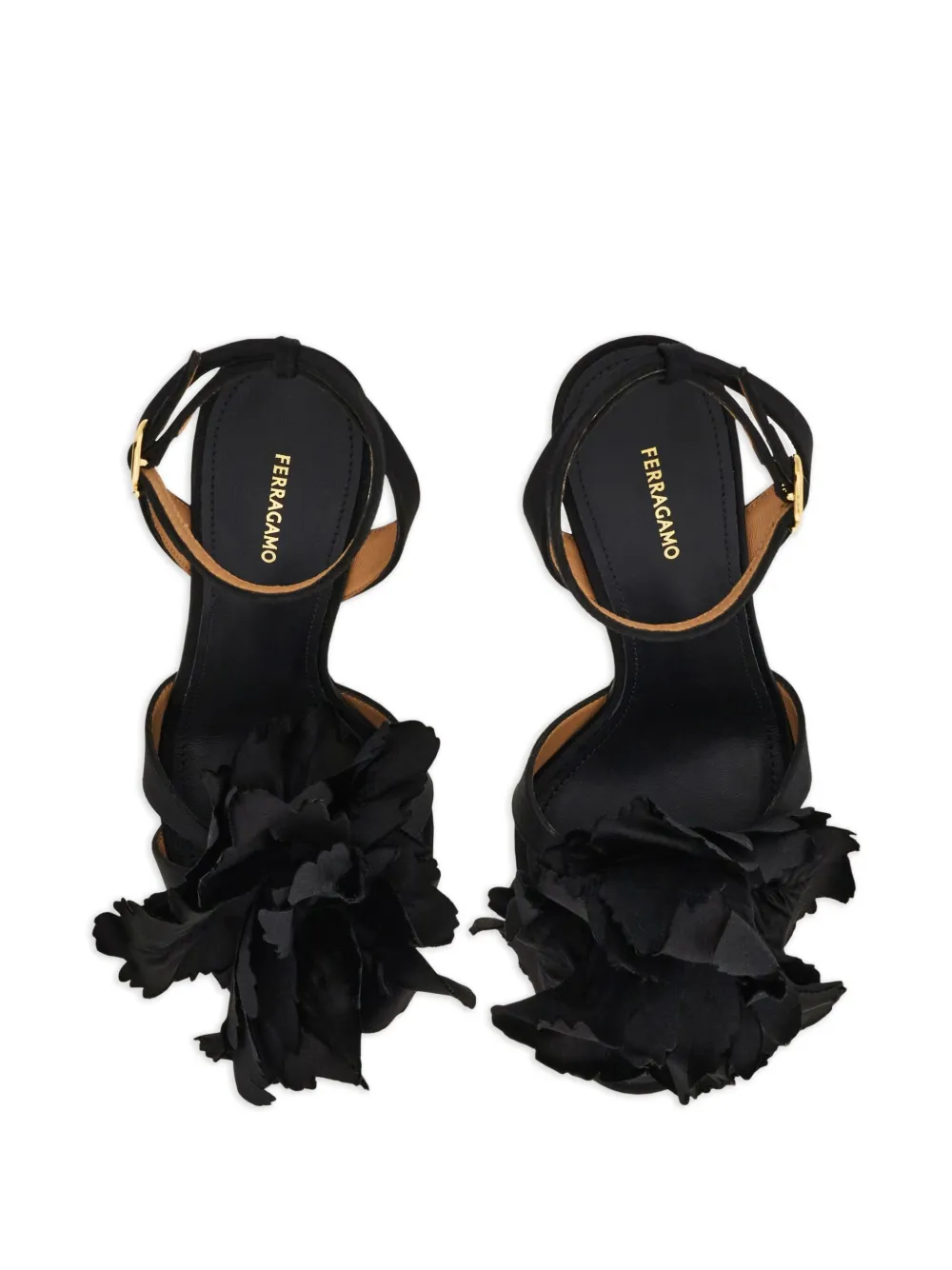Ferragamo Sandalen met hak en verfraaid met bloem Zwart