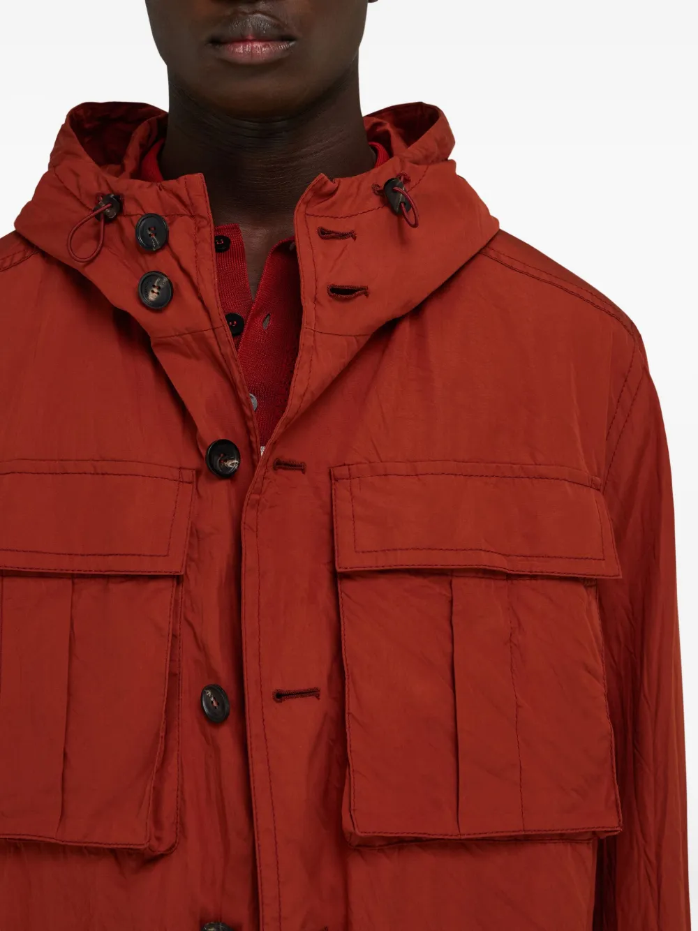 Ferragamo drawstring hooded jacket Rood