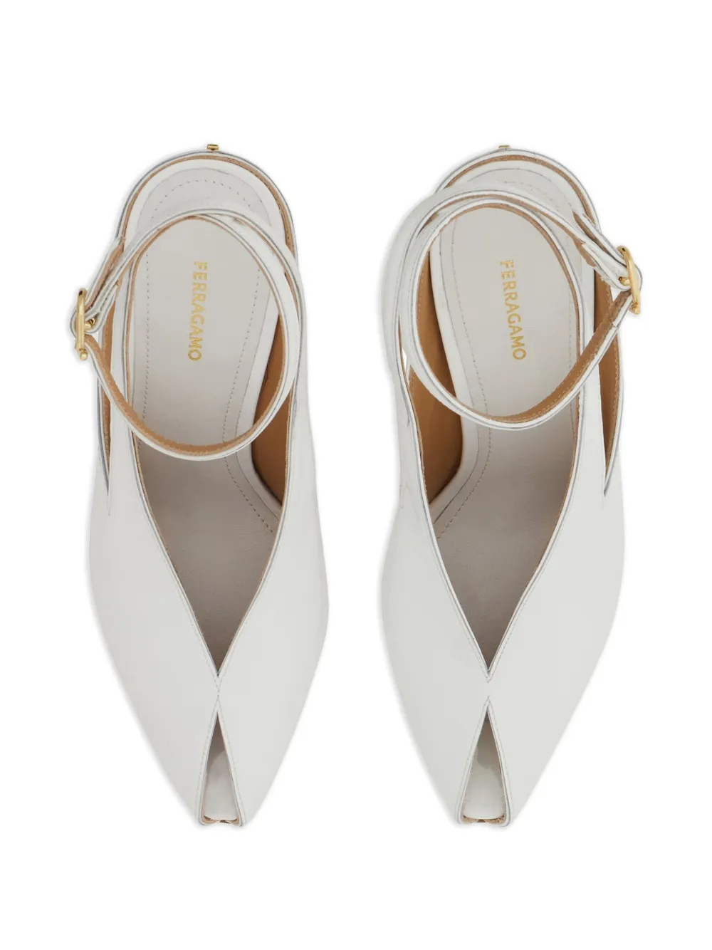 Ferragamo 90mm peep-toe wedge pumps White