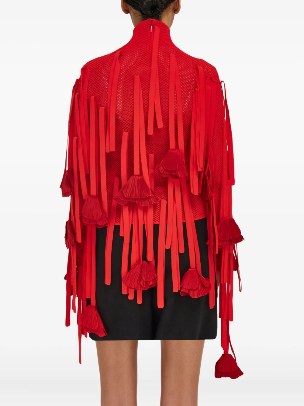 Ferragamo Flower-detailed Mesh Sweatshirt In Red