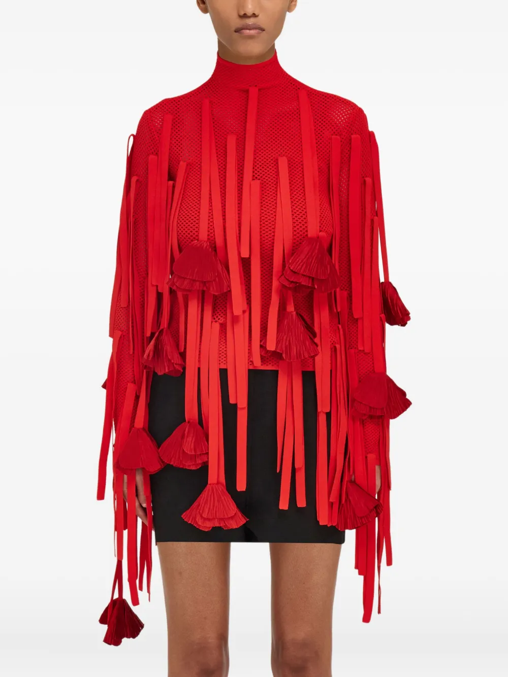 Ferragamo Flower-detailed Mesh Sweatshirt In Red