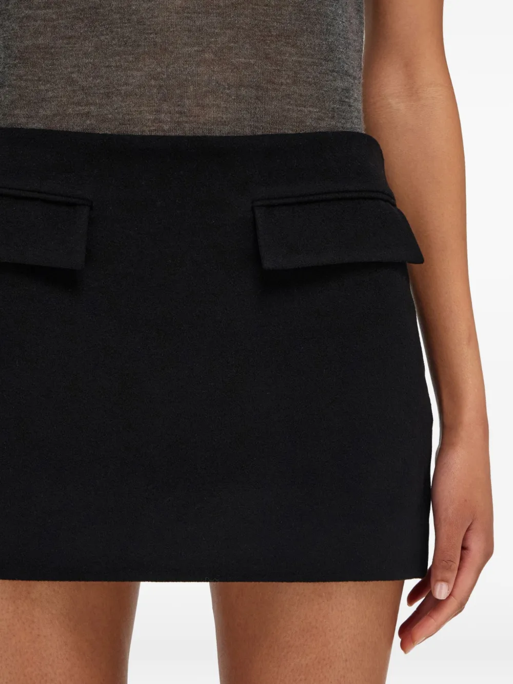 Ferragamo Flap-pocket Mini Skirt In Black