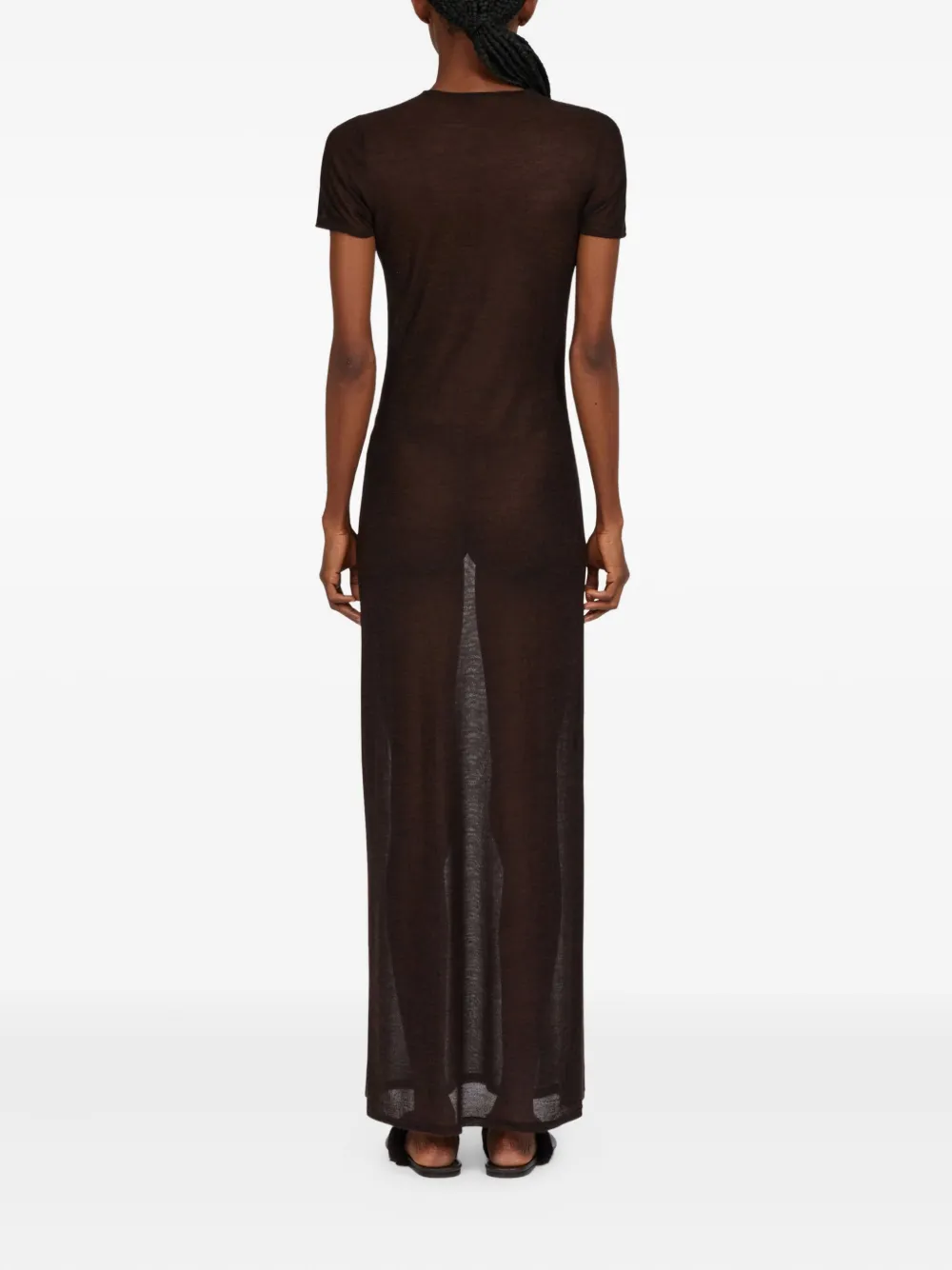 Ferragamo Rolled-neckline Maxi Dress In Black